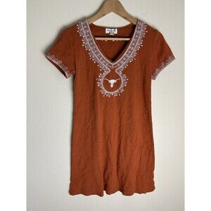 Y2K Western Dress Mini Bull Horn Embellished Beaded Embroidered Cowgirl Skull